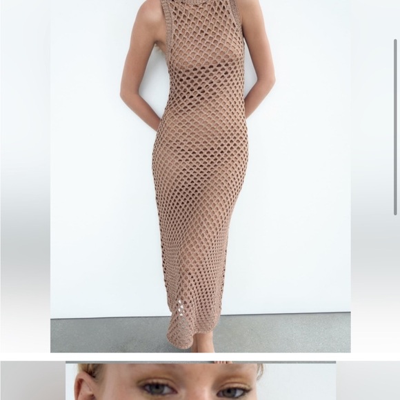Zara Golden Sleeveless Knit Dress - Picture 5 of 6